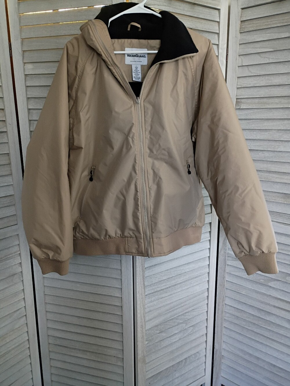WearGuard Size Large Tan Bomber Jacket with Black Fleece Lining -2 SMALL SNAGS